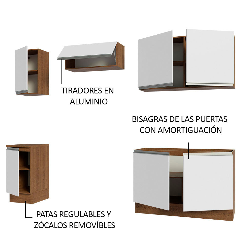 Cocina Integral 240 cm Marrón/Blanco Glamy Madesa