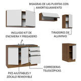 Cocina Integral con Accesorios 240cm Glamy Marrón/Blanco