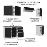 Cocina Integral con Accesorios 240cm Glamy Blanco/Negro