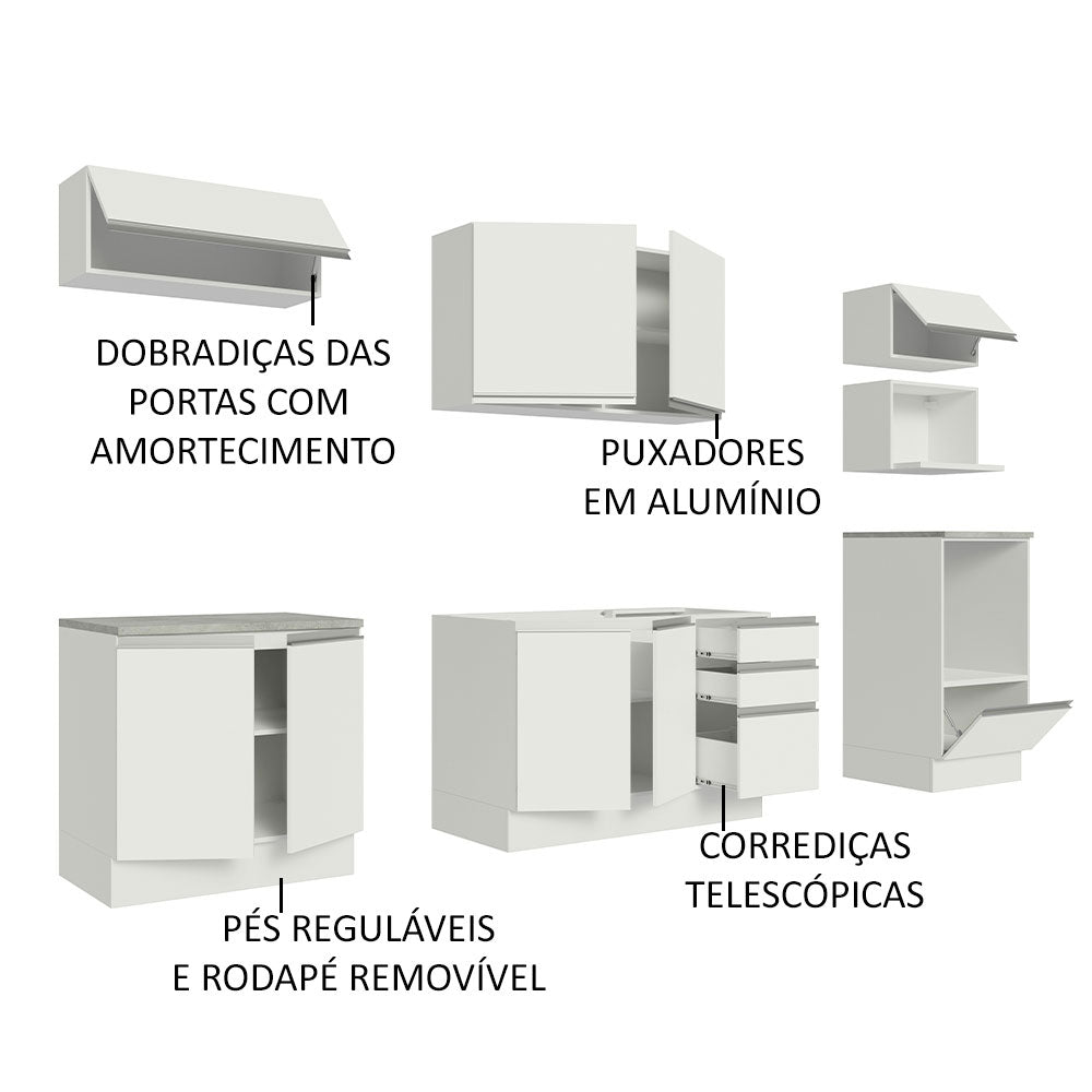 Cocina Integral 260 x 60 cm Blanco Glamy 02