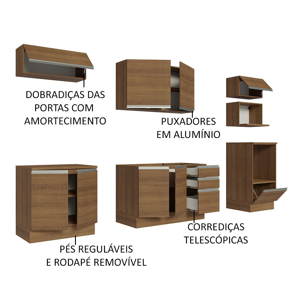 Cocina Integral 260 cm Marrón Glamy Madesa