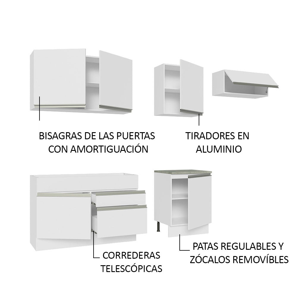 Cocina Integral 260cm Blanco Glamy 03
