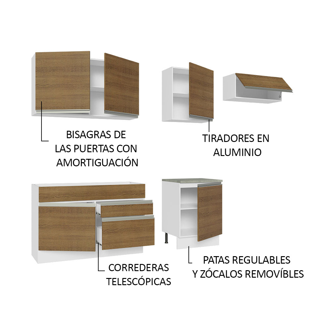 Cocina Integral 260cm Blanco/Marrón Glamy 03