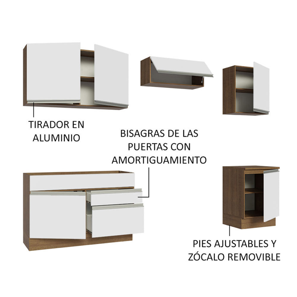 Cocina Integral 260cm Marrón/Blanco Glamy 04
