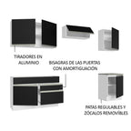 Cocina Integral 260 cm Blanco/Negro Glamy Madesa