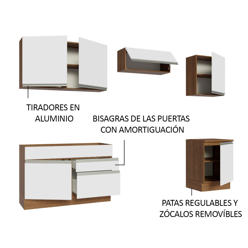 Cocina Integral 260cm Marrón/Blanco Glamy 05