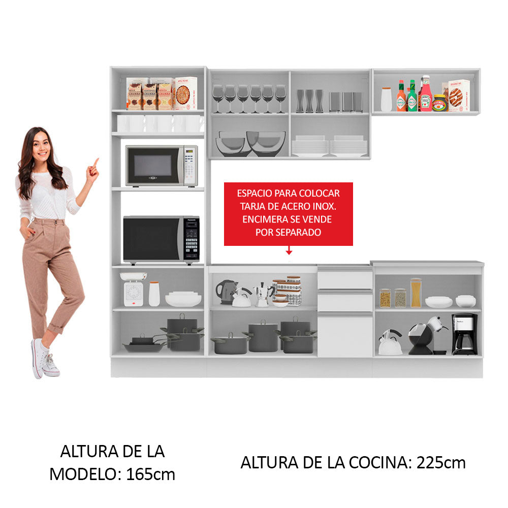 Cocina Integral 270cm Blanco Glamy 03