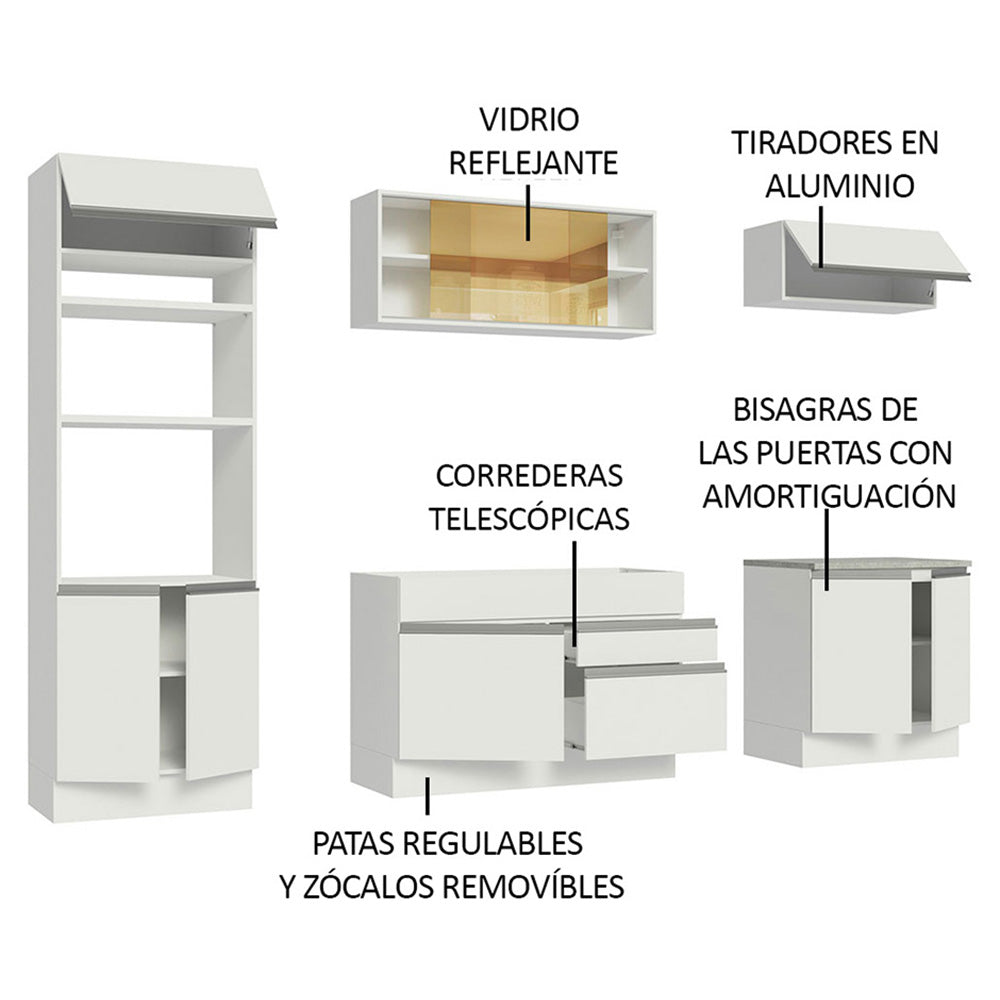 Cocina Integral 270cm Blanco Glamy 10