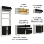 Cocina Integral 270 cm Con Mueble para Horno Blanco/Negro Glamy Madesa