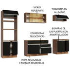 Cocina Integral 270 cm Con Mueble para Horno Marrón/Negro Glamy Madesa