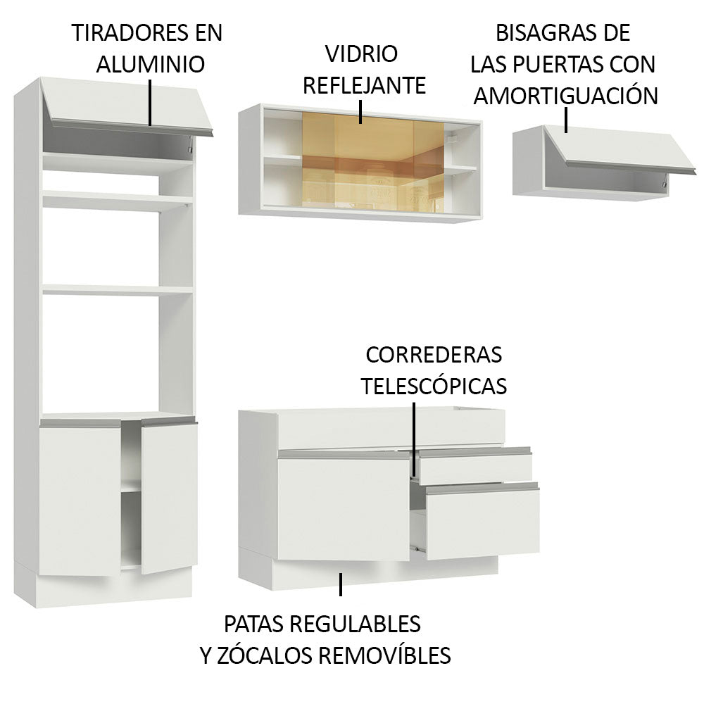 Cocina Integral 270cm Blanco Glamy 11