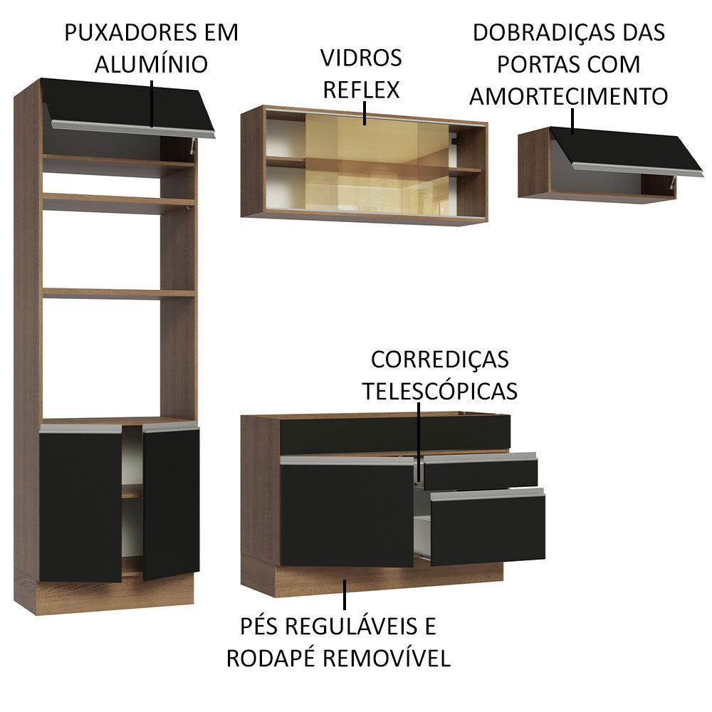 Cocina Integral 270cm Marrón/Negro Glamy 11