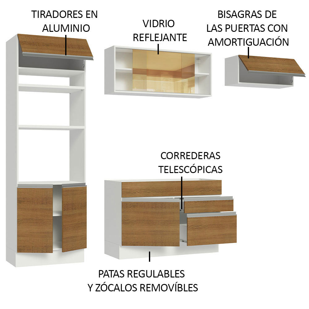 Cocina Integral 270cm Blanco/Marrón Glamy 11