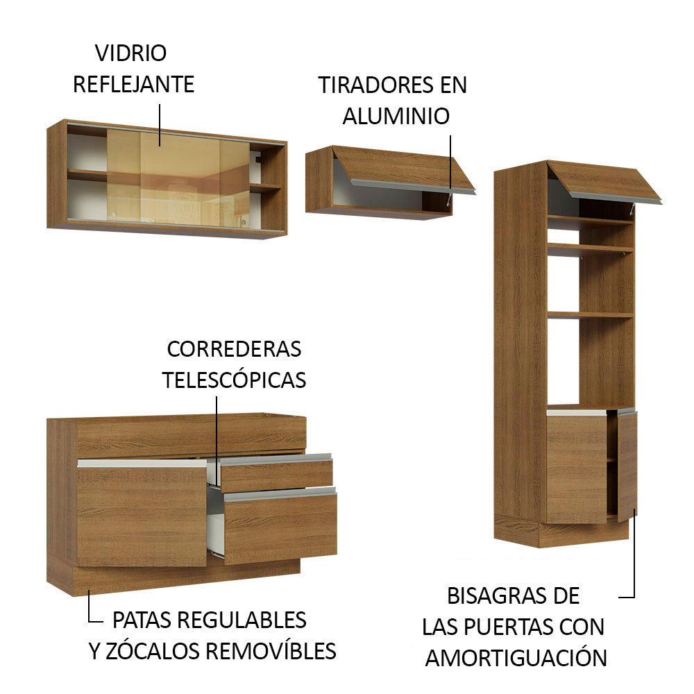 Cocina Integral 270cm Marrón Glamy 12
