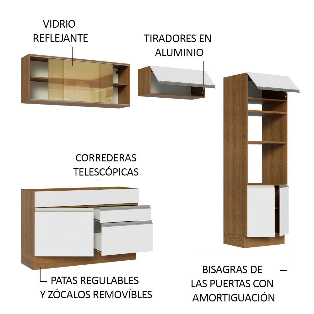 Cocina Integral 270cm Marrón/Blanco Glamy 12