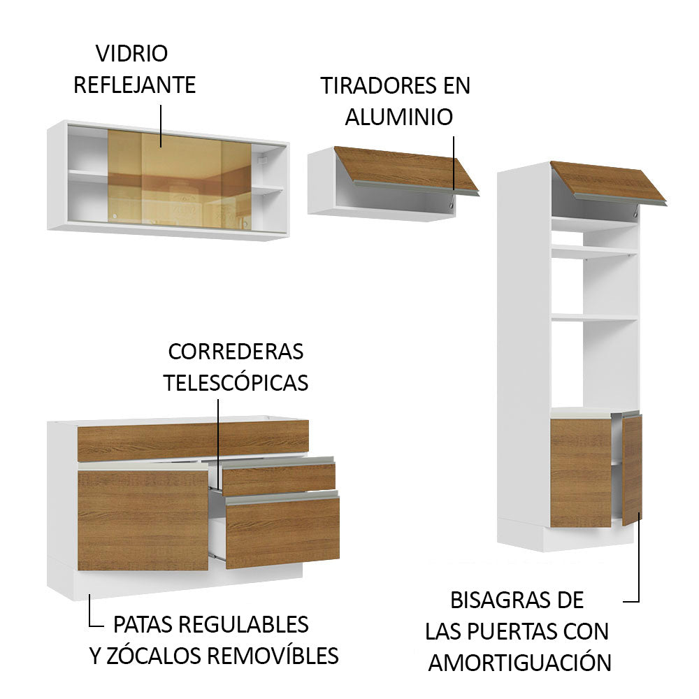 Cocina Integral 270cm Blanco/Marrón Glamy 12