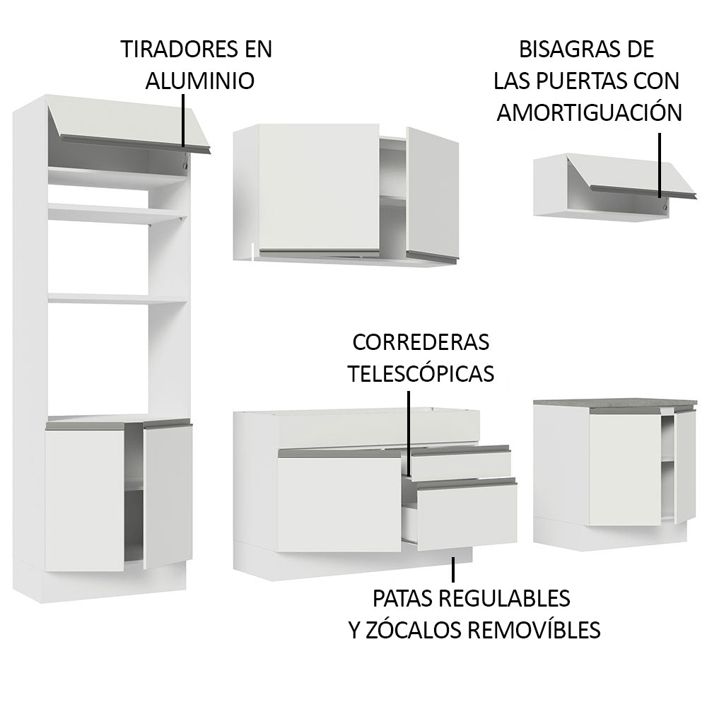 Cocina Integral 270cm Blanco Glamy 13