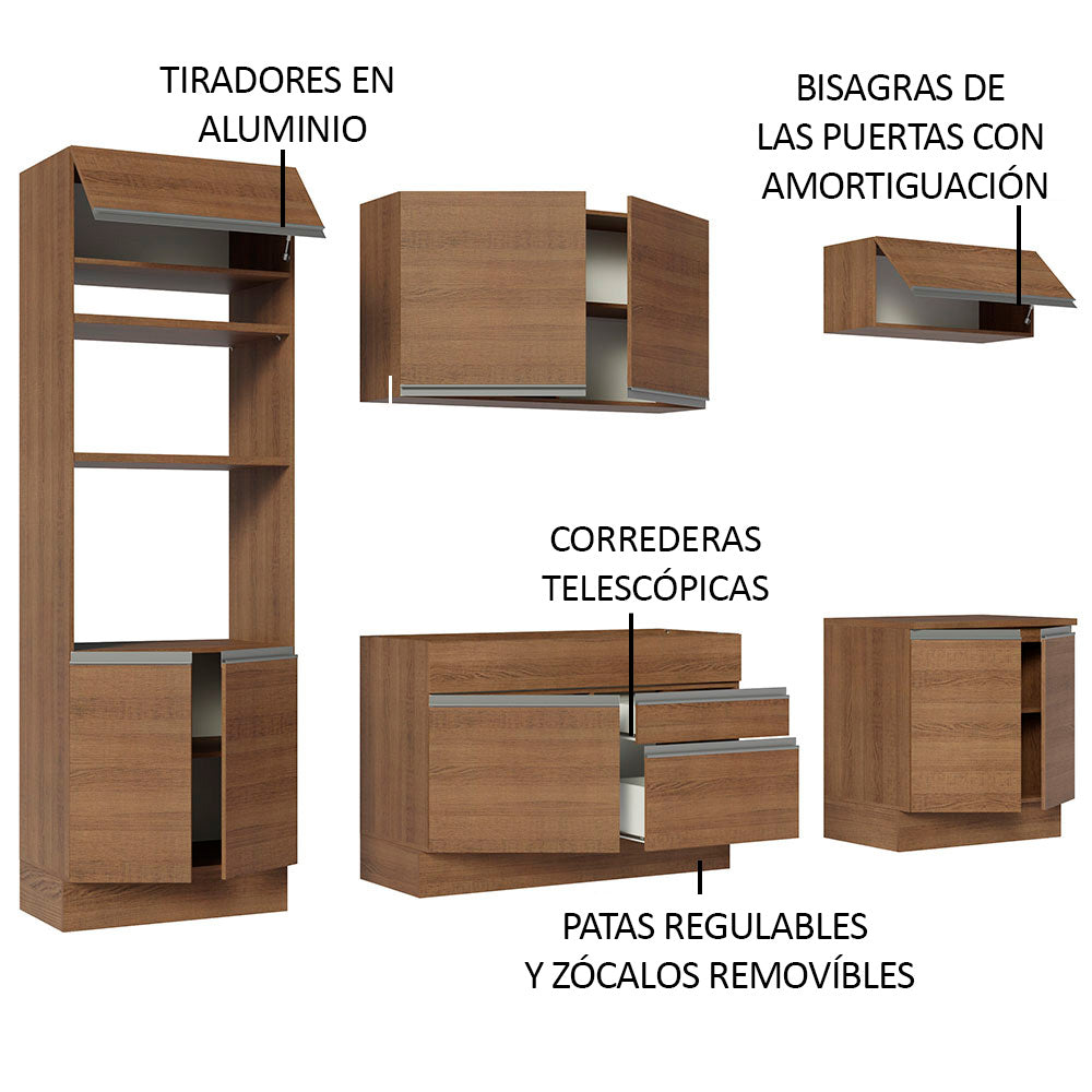 Cocina Integral 270cm Marrón Glamy 13