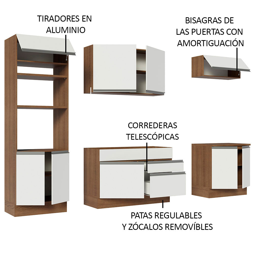 Cocina Integral 270cm Marrón/Blanco Glamy 13