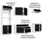 Cocina Integral 270 cm Con Mueble para Horno Blanco/Negro Glamy Madesa