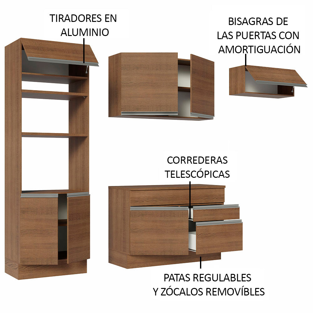 Cocina Integral 270cm Marrón Glamy 14