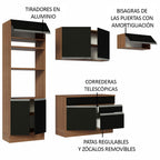 Cocina Integral 270 cm Con Mueble para Horno Marrón/Negro Glamy Madesa