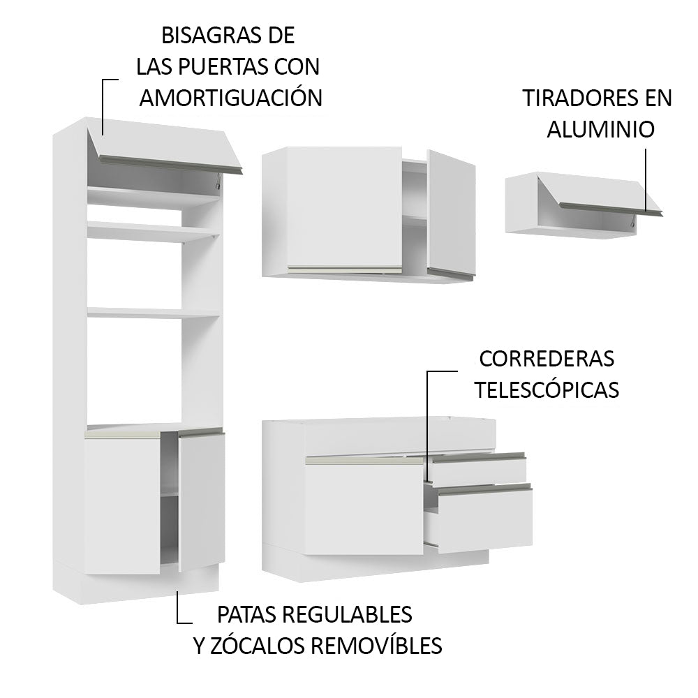 Cocina Integral 270cm Blanco Glamy 15