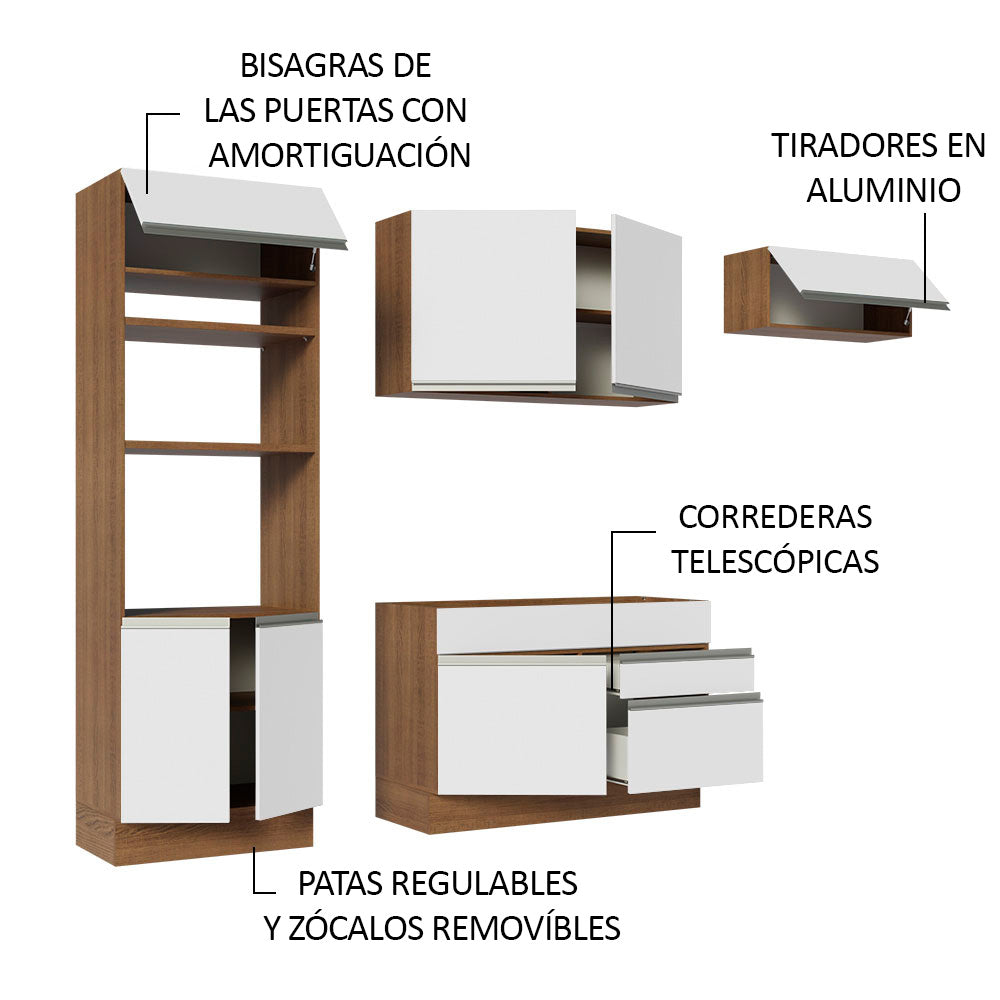 Cocina Integral 270cm Marrón/Blanco Glamy 15