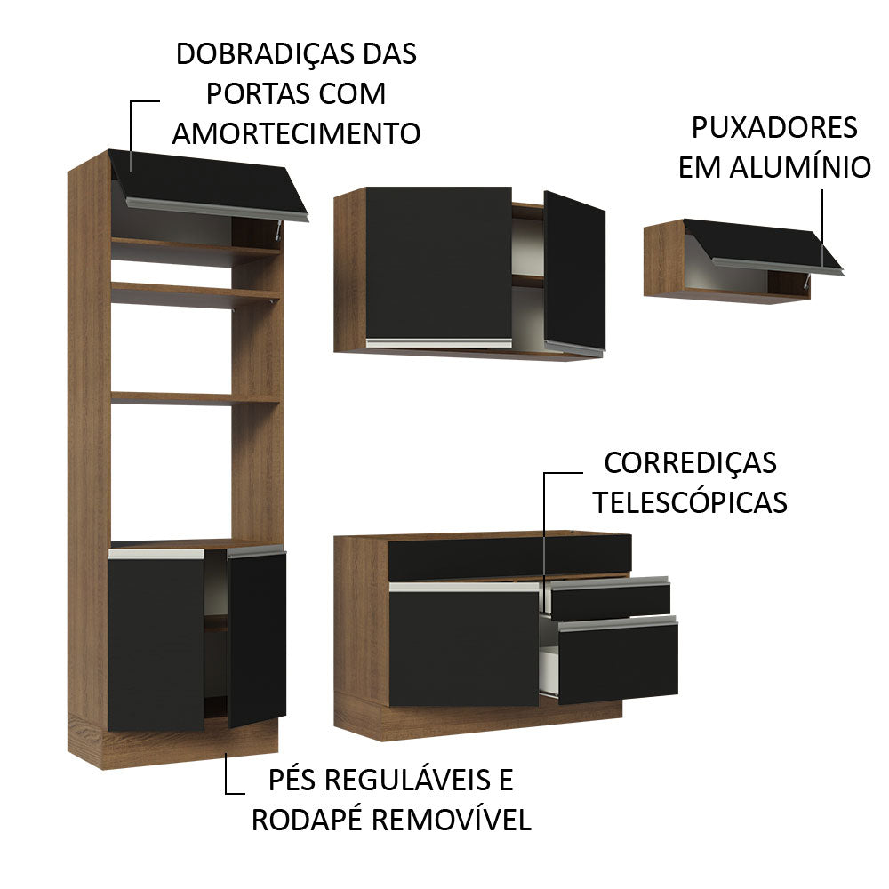 Cocina Integral 270cm Marrón/Negro Glamy 15