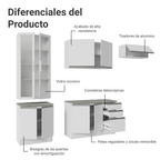 Cocina Integral 270 cm Con Vitrina Blanco Glamy Madesa
