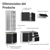 Cocina Integral 270cm Blanco/Negro Glamy 16