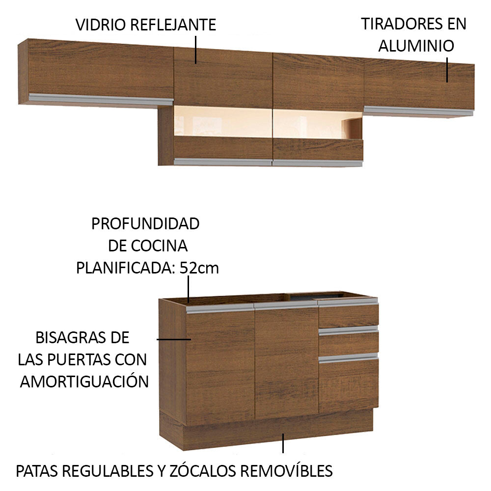 Cocina Integral 280cm Marrón Glamy 01