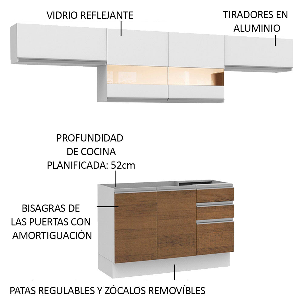 Cocina Integral 280 cm Blanco Glamy Madesa
