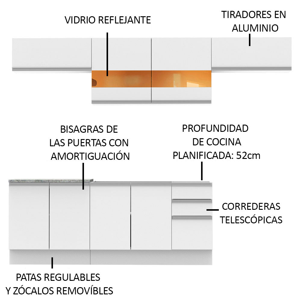 Cocina Integral 280cm Blanco Glamy 02
