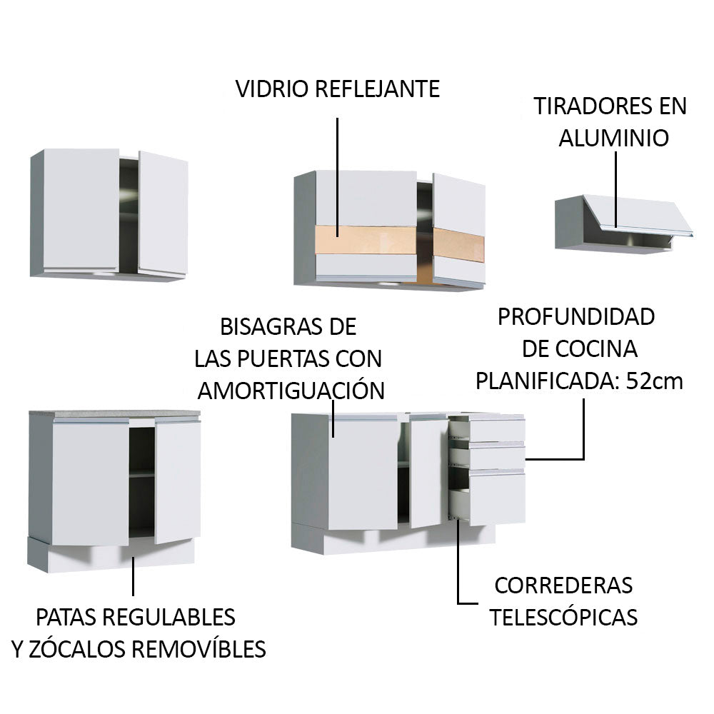 Cocina Integral 280cm Blanco Glamy 03