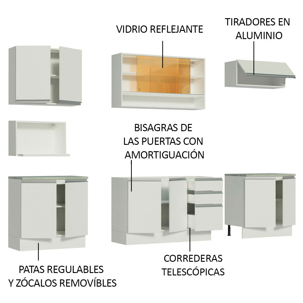 Cocina Integral 280cm Blanco Glamy 04