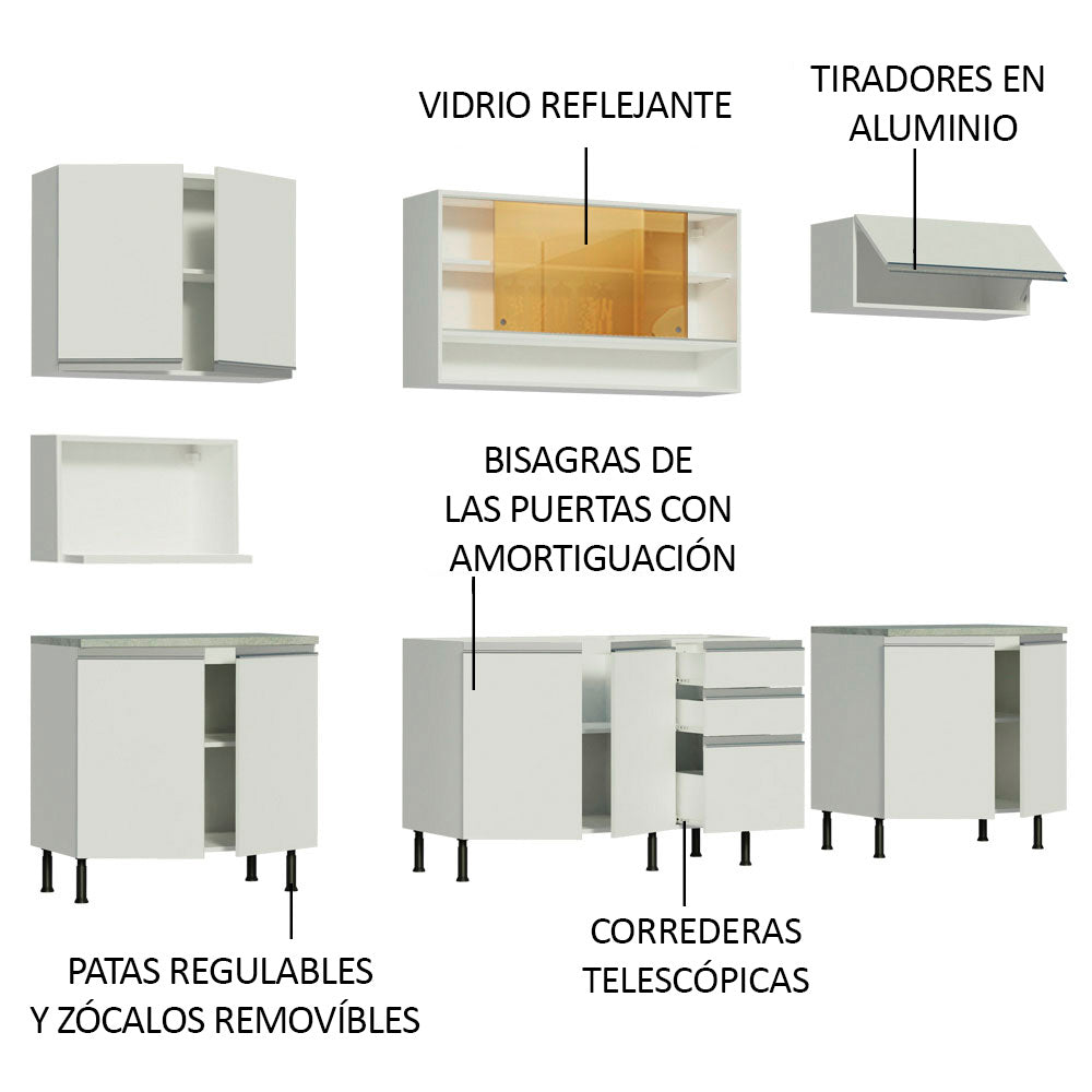 Cocina Integral 280cm Blanco Glamy 04SR