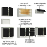 Cocina Integral 280cm Blanco/Negro Glamy Genova