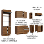 Cocina Integral 290 x 52 cm 9 Puertas 2 Cajones Con Mueble para Horno Marrón Glamy Madesa 12