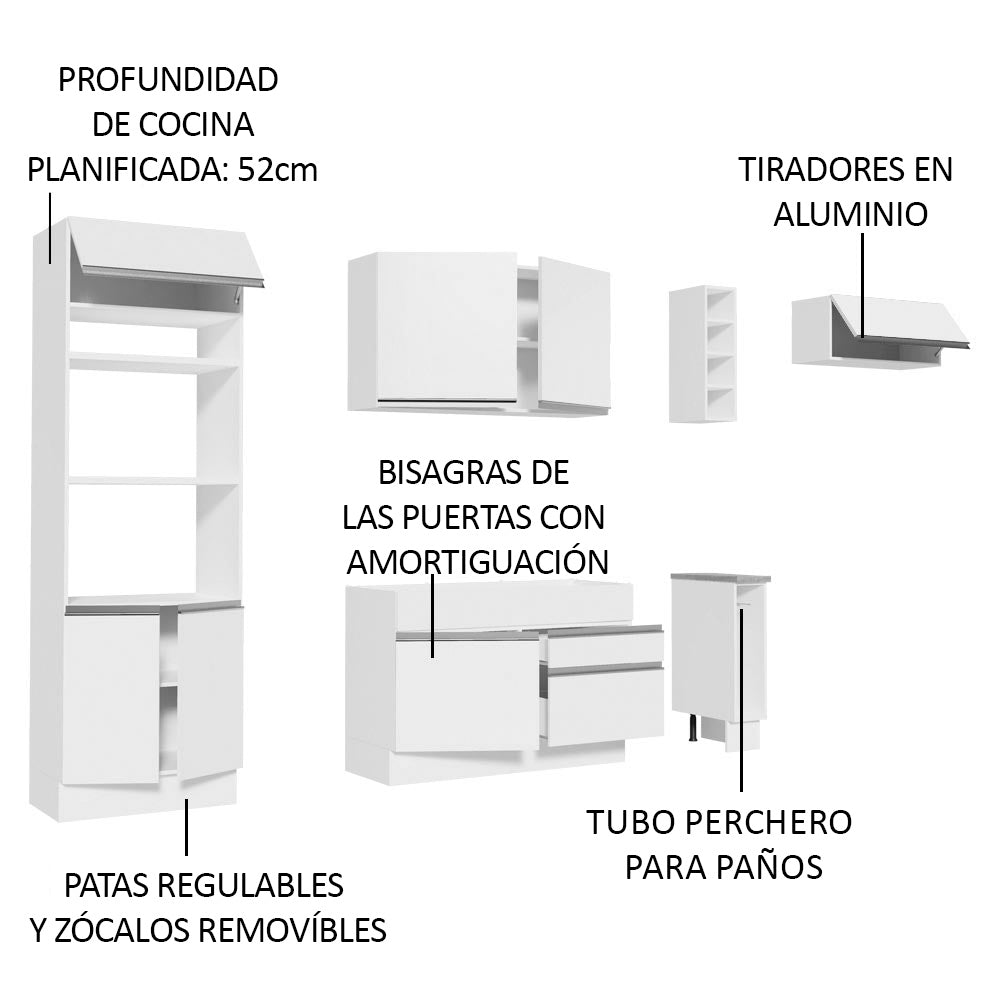 Cocina Integral 290 cm Blanco Safira 04