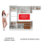 Cocina Integral 290 x 52 cm 7 Puertas 2 Cajones Con Mueble para Horno Blanco/Marrón Glamy Madesa 14