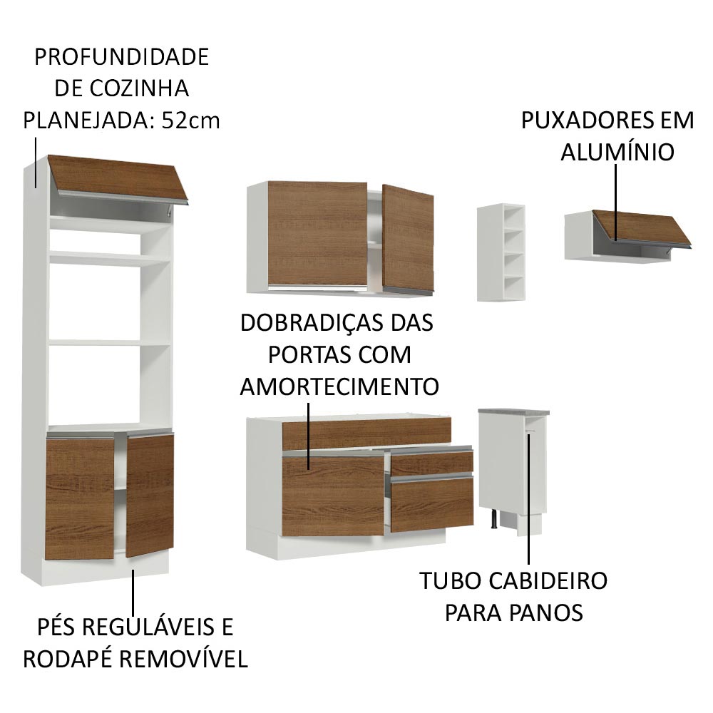 Cocina Integral 290cm Blanco/Marrón Safira 04