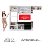 Cocina Integral 290 cm Con Mueble para Horno Blanco/Negro/Marrón Glamy Madesa