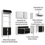 Cocina Integral 290 cm Con Mueble para Horno Blanco/Negro Glamy Madesa
