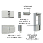 Cocina Integral 290 x 52 cm 7 Puertas 2 Cajones Con Mueble para Horno Blanco Glamy Madesa 10