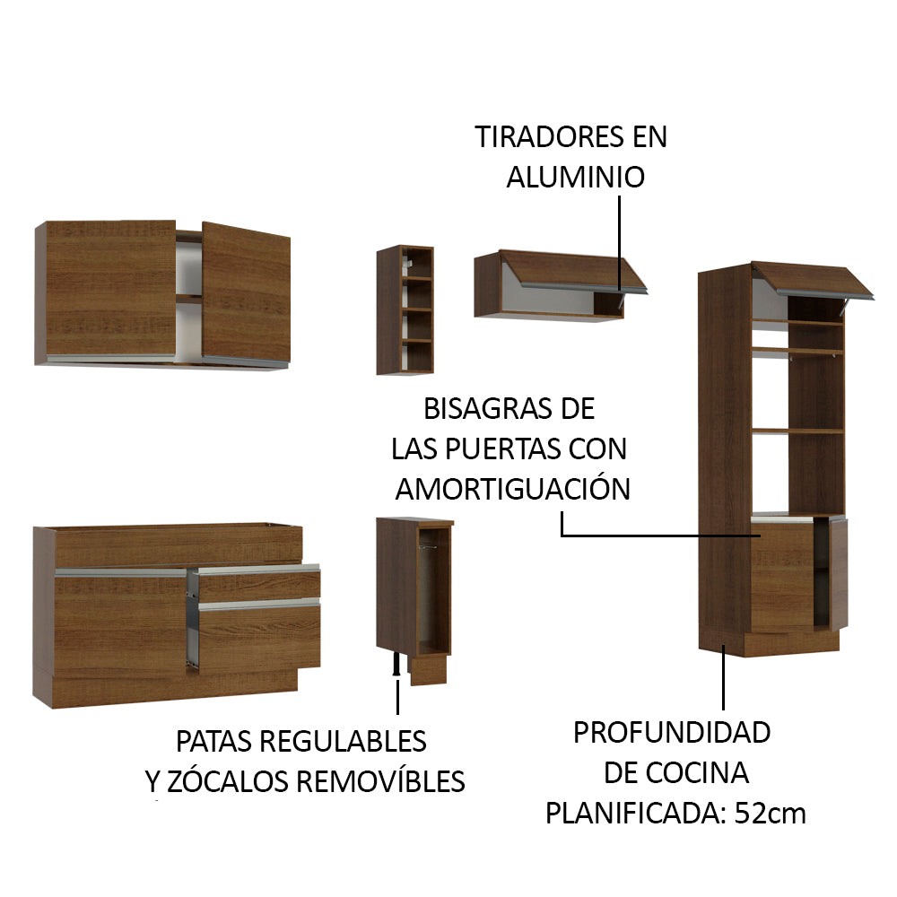 Cocina Integral 290cm Marrón Cristal 09