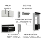 Cocina Integral 290cm Blanco/Negro/Blanco Glamy 10