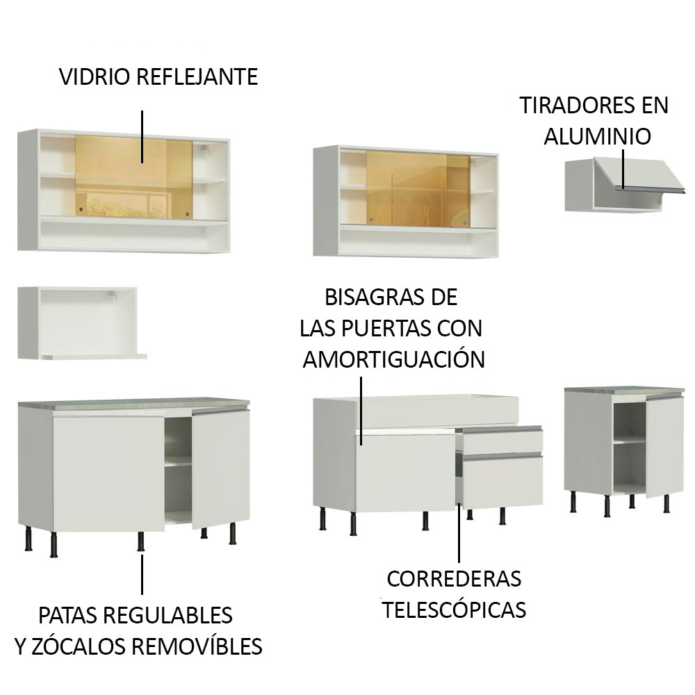 Cocina Integral 300cm Blanco Glamy 01SR