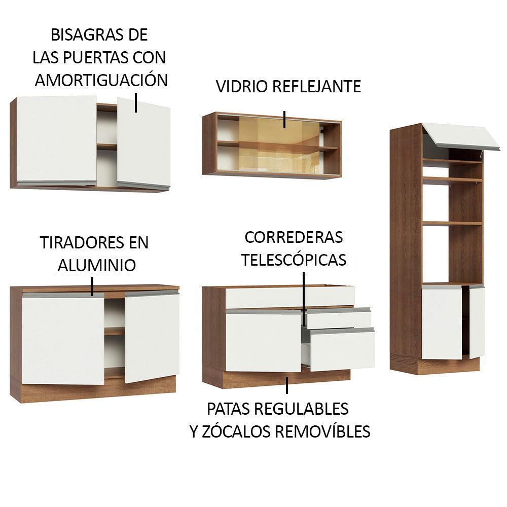 Cocina Integral 310 cm Con Mueble para Horno Marrón/Blanco Glamy Madesa