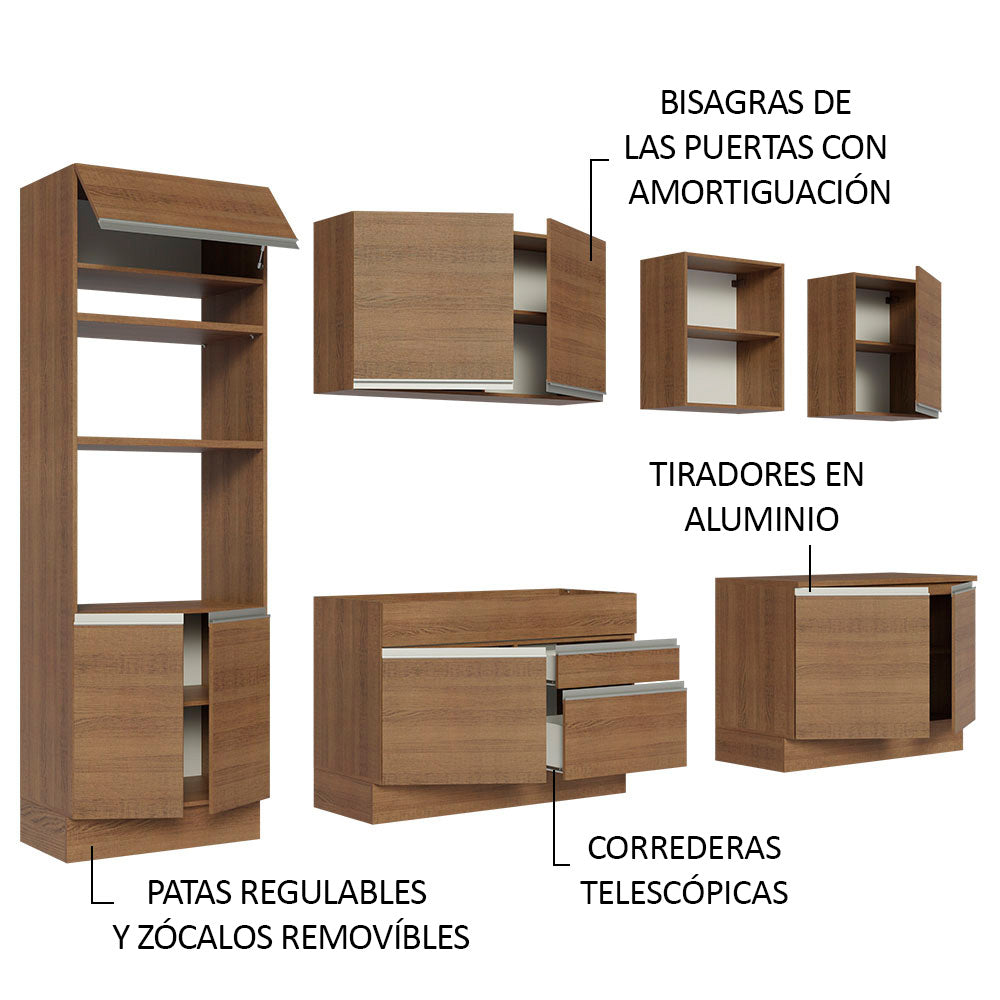 Cocina Integral 310 cm Con Mueble para Horno Marrón Glamy Madesa
